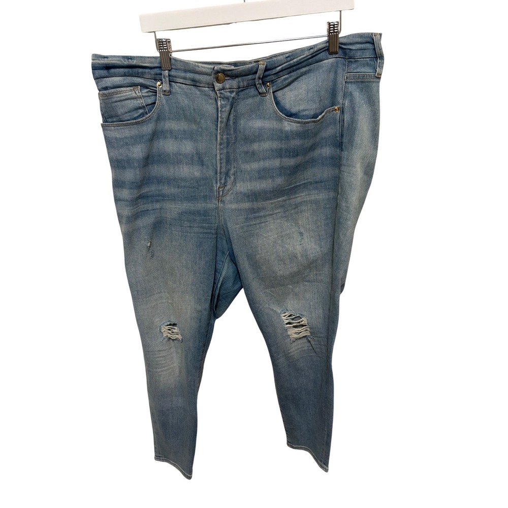 Good American Good Waist Crop Distressed Jeans Light Wash Blue Size 20 Plus